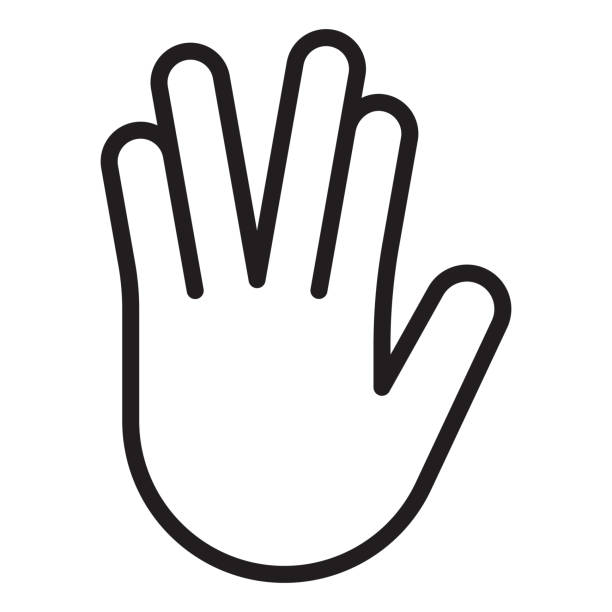 Hand Thin Line Icon - Editable Stroke A thin line hand icon. The black outline stroke is fully editable. The vector EPS file has a transparent background, so the icon can be placed onto any color. vulcan salute stock illustrations