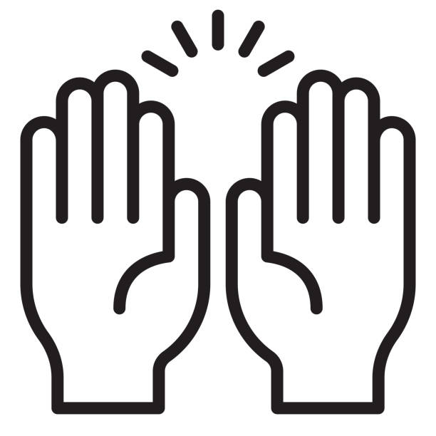 Hand Thin Line Icon - Editable Stroke A thin line hand icon. The black outline stroke is fully editable. The vector EPS file has a transparent background, so the icon can be placed onto any color. good job emoji stock illustrations