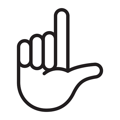A thin line hand icon. The black outline stroke is fully editable. The vector EPS file has a transparent background, so the icon can be placed onto any color.