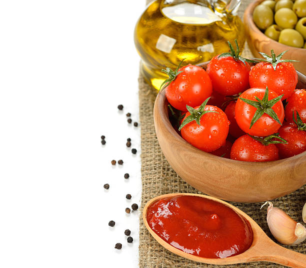 istock Fresh tomatoes and spices on a white background 177692666