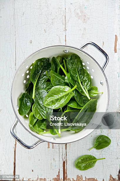 Young Spinach Stock Photo - Download Image Now - Colander, Dieting, Drop