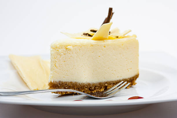 Cheese cake with white chocolate stock photo