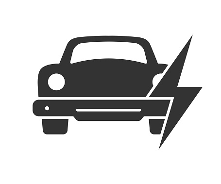 Car electic damage icon. Car low battery symbol. Vector illustration