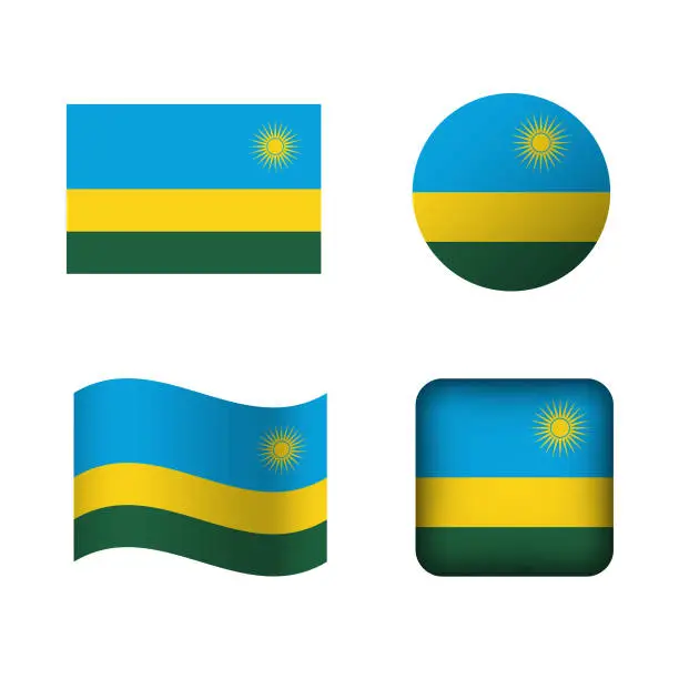 Vector illustration of Vector Rwanda National Flag Icons Set