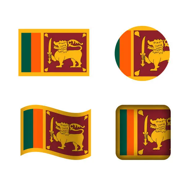 Vector illustration of Vector Sri Lanka National Flag Icons Set