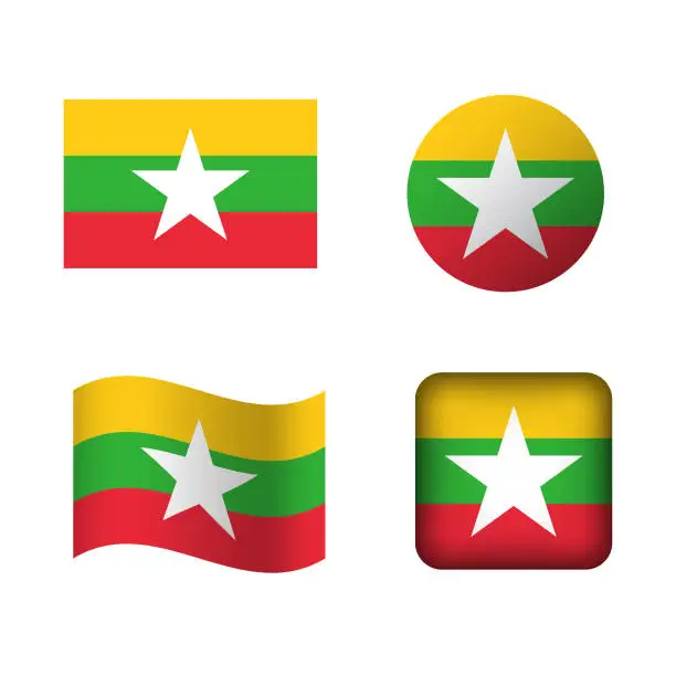 Vector illustration of Vector Myanmar National Flag Icons Set