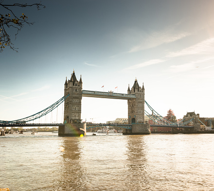 London Tower Bridge across the river Thames is the iconic landmark and most visited place in London, England, UK. 
