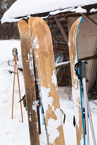 istock wide wooden hunting skis 177698722