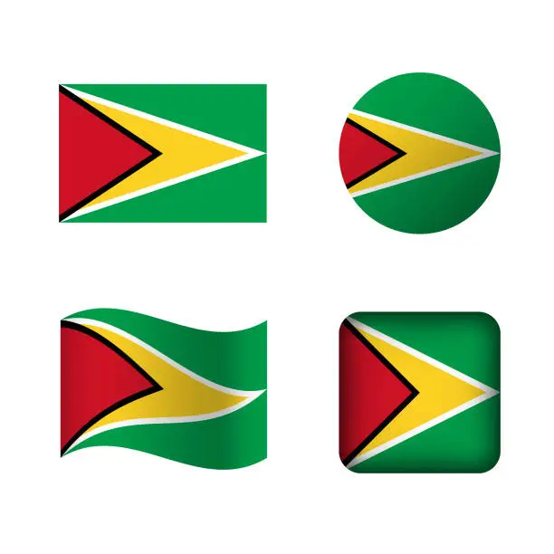 Vector illustration of Vector Guyana National Flag Icons Set