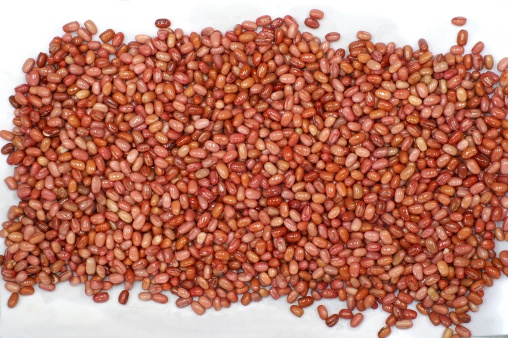 aduki beans on white background