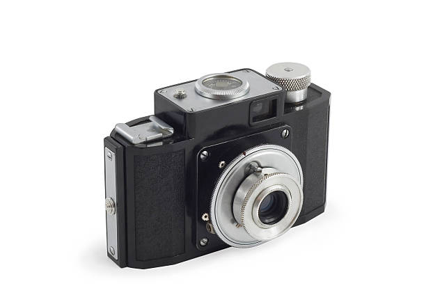 istock Old photographic camera isolated over white 177703834