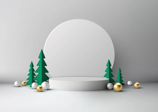 istock White Christmas Podium Product Display Mockup Showroom Showcase 1777039204