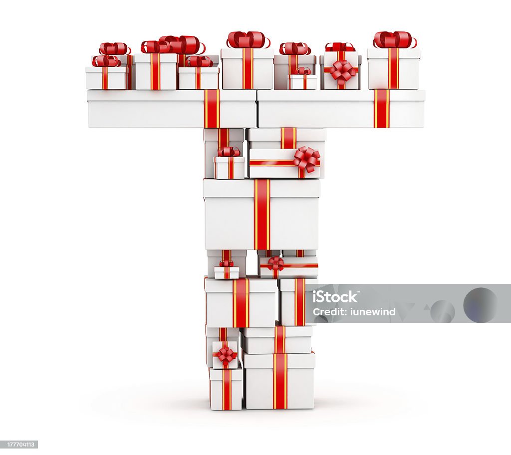 Carta de caixas de presentes decorado com vermelho fitas - Royalty-free Alfabeto Foto de stock