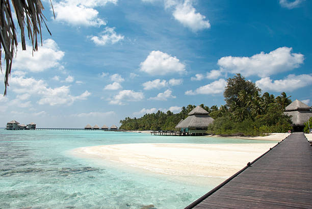 Lagoon of maldivian Island Resort stock photo