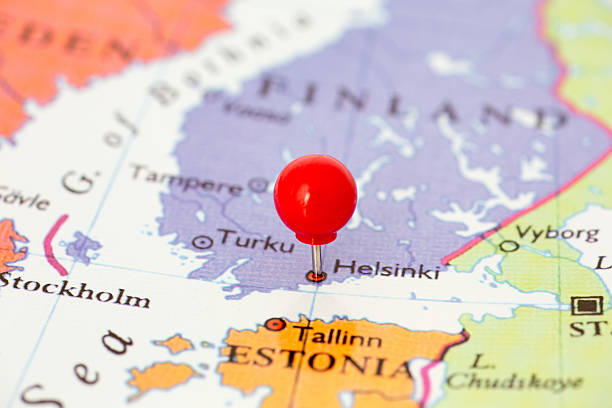 istock Red Pushpin on Map of Finland 177704226