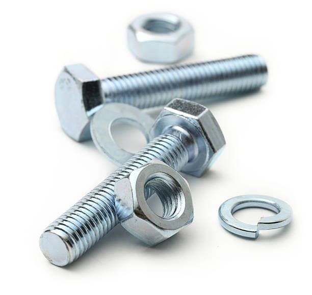 istock Screw bolts and nuts on white 177704943