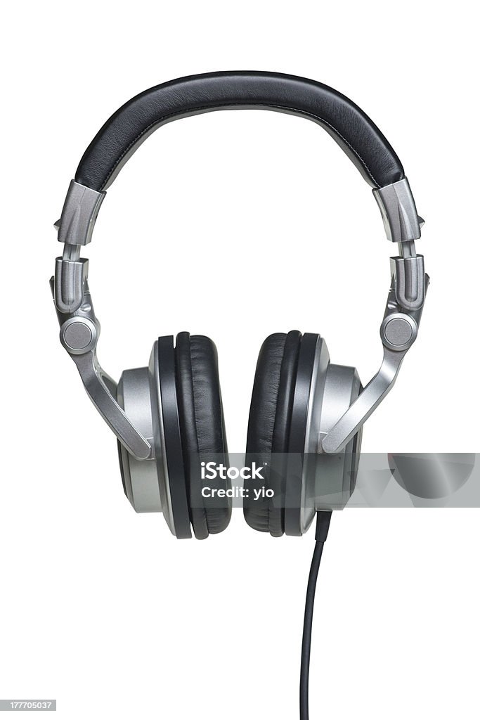Headphones Professional black and silver stereo headphones isolated over white with clipping path Audio Equipment Stock Photo
