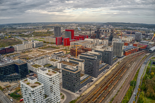 Aerial View of Esch-sur-Alzette which is the second largest City in Luxembourg