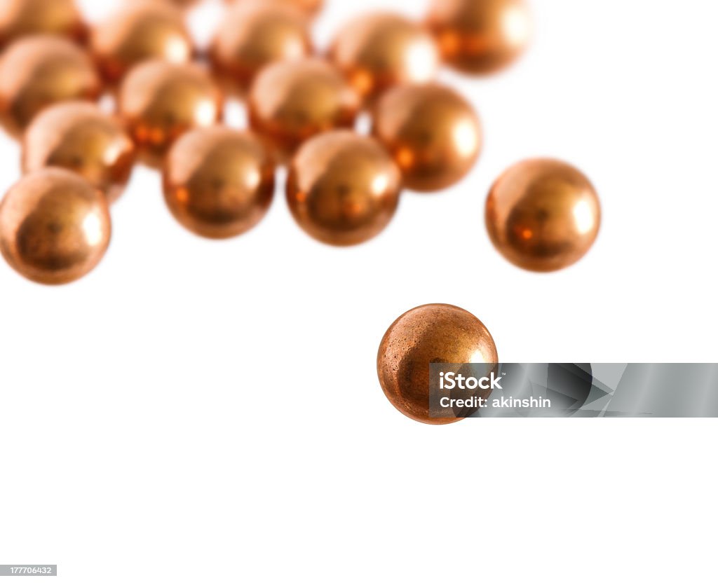 Metallic balls Metallic balls on white background Copper Stock Photo