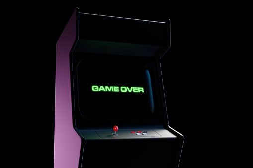 Arcade machine with game over on screen