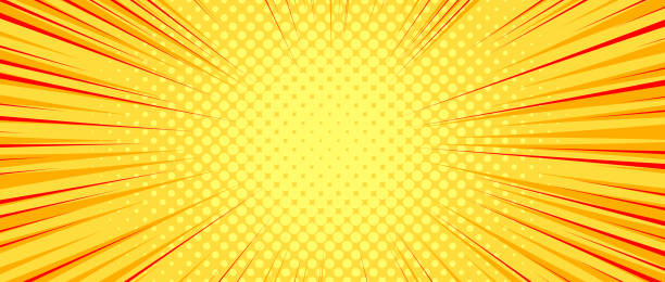 istock Yellow orange radial dotted comic background. Speed lines wallpaper with pop art halftone texture. Anime cartoon rays explosion backdrop for poster, banner, print, magazine, flyer. Vector illustration 1777089416