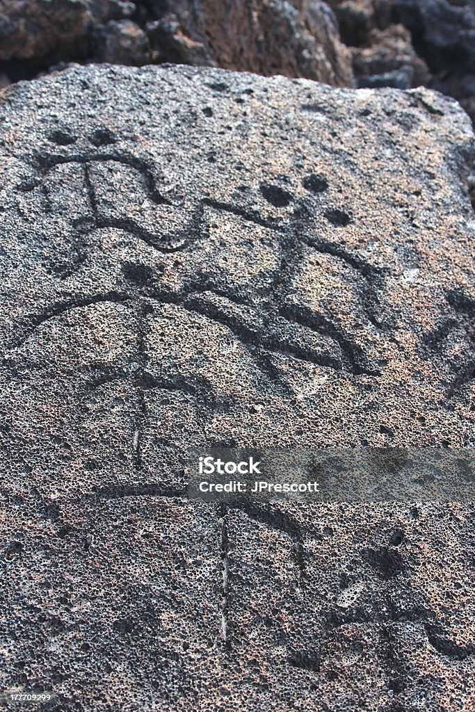 Ureinwohner von Hawaii Rock Skulptur - Lizenzfrei Big Island - Insel Hawaii Stock-Foto