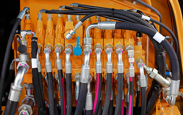 Hydraulic Hoses Excavator Hydraulic Pressure Hoses System hydraulics stock pictures, royalty-free photos & images
