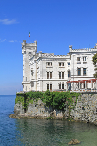 White marble Miramare castle near Trieste Italy