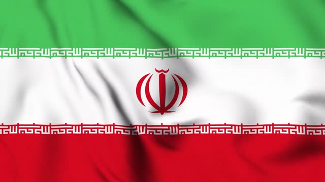 Waving Iranian Flag video background. Realistic Slow Motion Animation Iran flag with lion and sun emblem