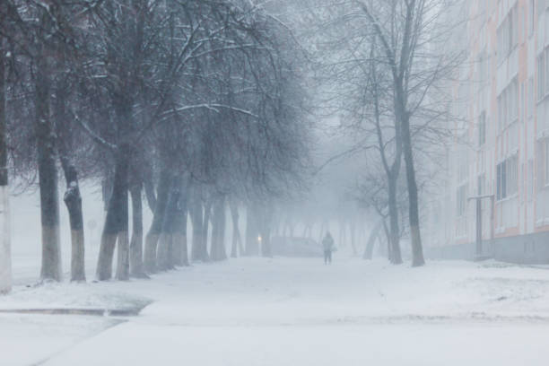 istock Blizzard in city. Winter weather. Deep snow 1777124313