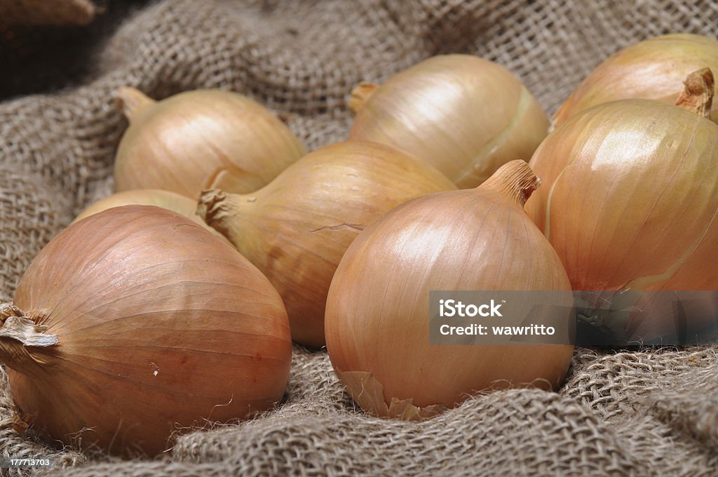 onions onions on burlap sack Agriculture Stock Photo