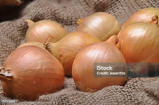 Onions Stock Photo - Download Image Now - Agriculture, Bag, Burlap
