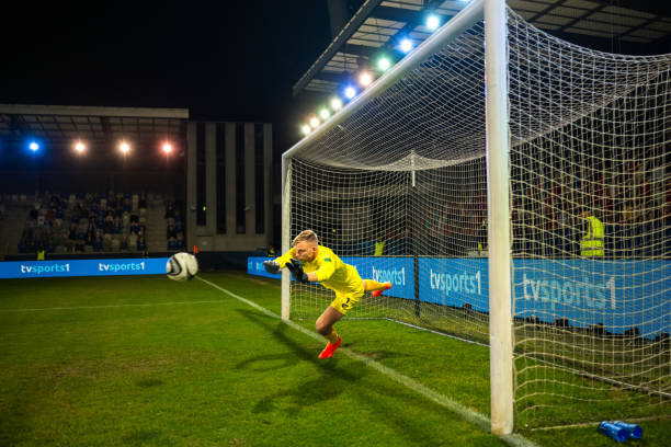 Soccer goalkeeper catching ball