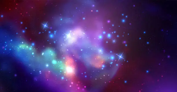 Vector illustration of Space vector background with realistic nebula and shining stars. Magic colorful galaxy with stardust