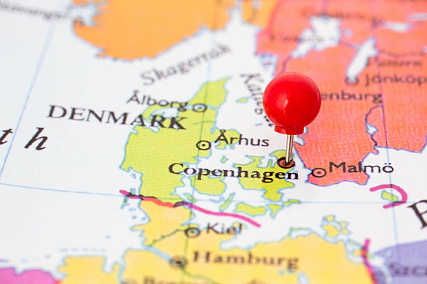 istock Red Pushpin on Map of Denmark 177714429