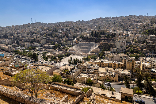 Jerusalem, Israel - June 16, 2018: View of Jerusalem and Kidron Valley from the famous biblical area, Mount of Olives.