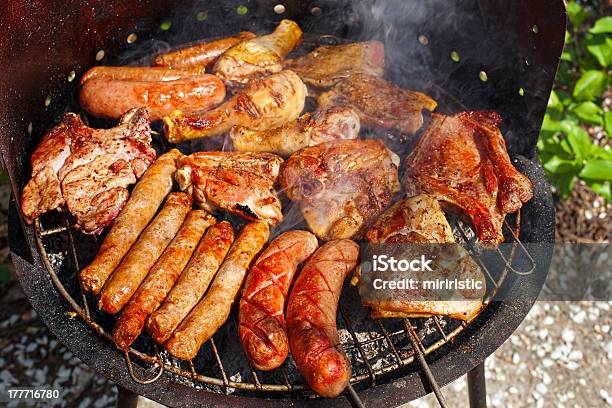 Meat On Barbecue Stock Photo - Download Image Now - American Culture, Ash, Australian Culture