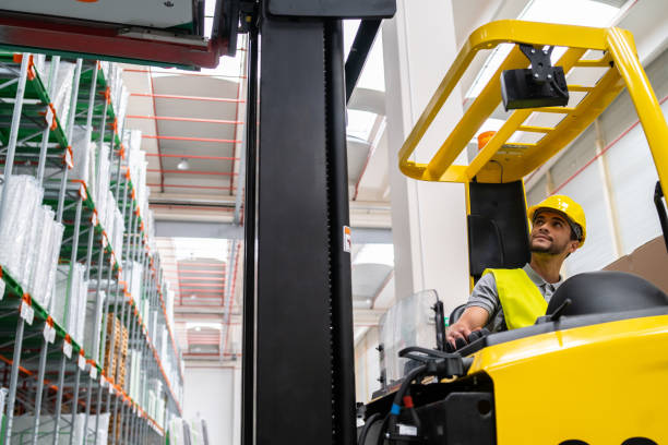 istock Man driving a forklift in warehouse 1777168297