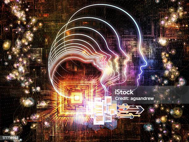 Nascimento Da Inteligência Artificial - Fotografias de stock e mais imagens de Abstrato - Abstrato, Alegoria, Arte