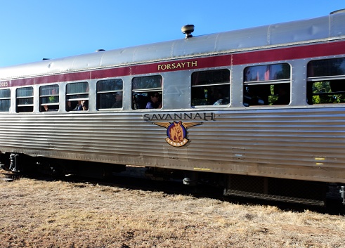 Mt Surprise, Qld - July 22 2023:The Savannahlander.An Australian passenger train service that operates in Far North Queensland Australia.It travels to the Outback of Queensland from Cairns to Forsayth