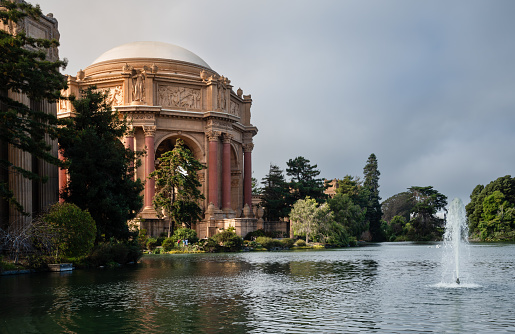 A View of Palace of Fine Arts and fountain from across the pond