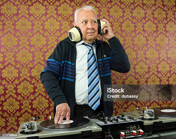 Grandpa Dj Stock Photo - Download Image Now - Senior Adult, Humor, DJ