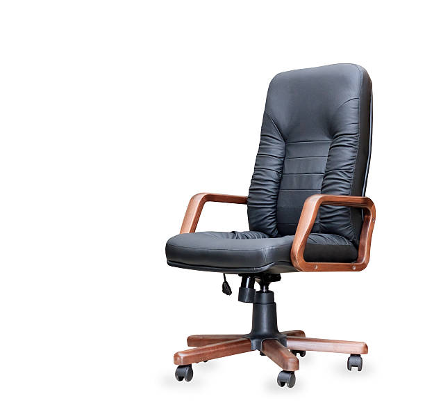 istock The office chair from black leather. Isolated 177720045