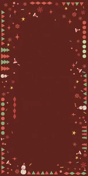 Vector illustration of Christmas elements background childish style have blank space. Merry Xmas and Happy New Year vector illustration greeting card vertical template.