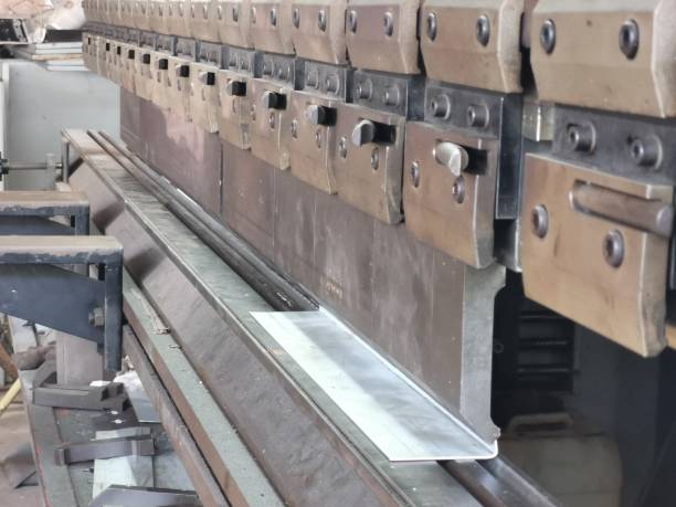 istock Image of a metal plate bending with industrial machine. 1777236373