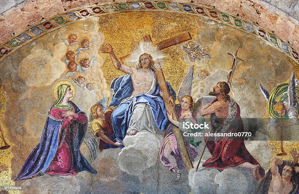 Ascension of Jesus Christ Mosaic in St. Mark Basilica depicting the Ascension of Jesus Christ. Venice, Italy Jesus Christ Stock Photo