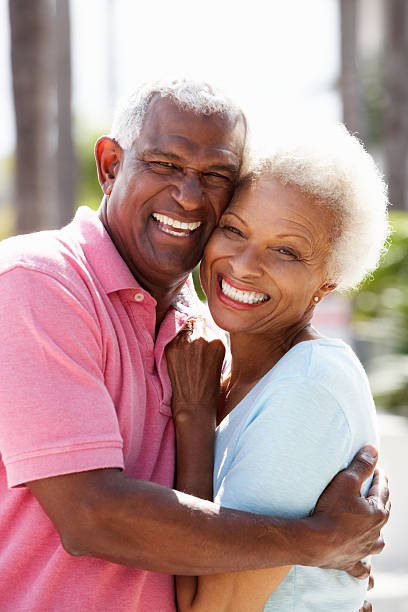 istock Modern romantic senior couple hugging and smiling 177724637