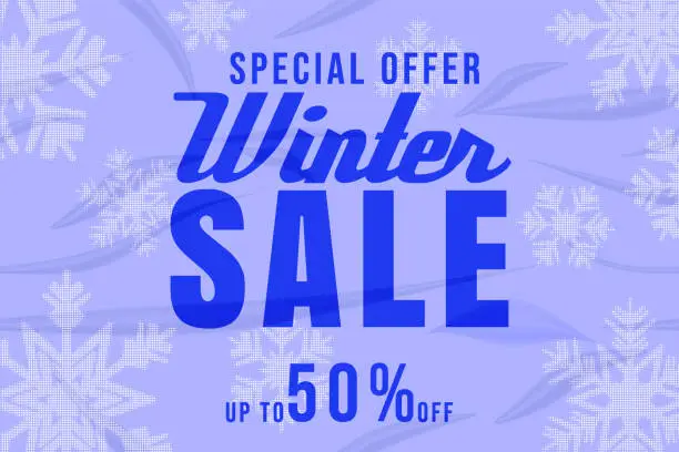 Vector illustration of Banner Winter Sale template, snowflakes background