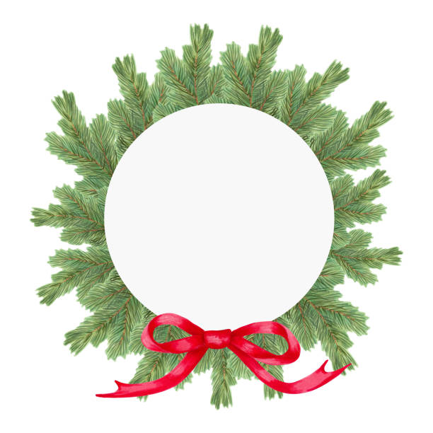 istock A wreath of Christmas tree branches with a red bow. Decor for New Year, Christmas and seasonal holidays. Traditional winter garland with evergreen branches and bow. 1777247592