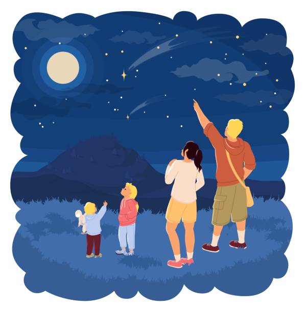 istock Happy family rest outdoors together looking into starry sky 1777252285